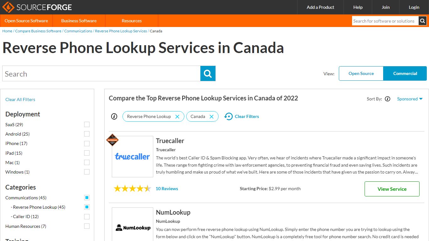 Reverse Phone Lookup Services in Canada - SourceForge